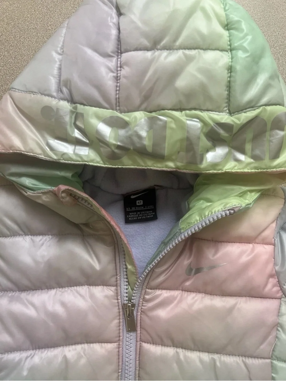 Nike Kids Pastel Ombre Puffer Jacket in Mint, Pink & Lavender